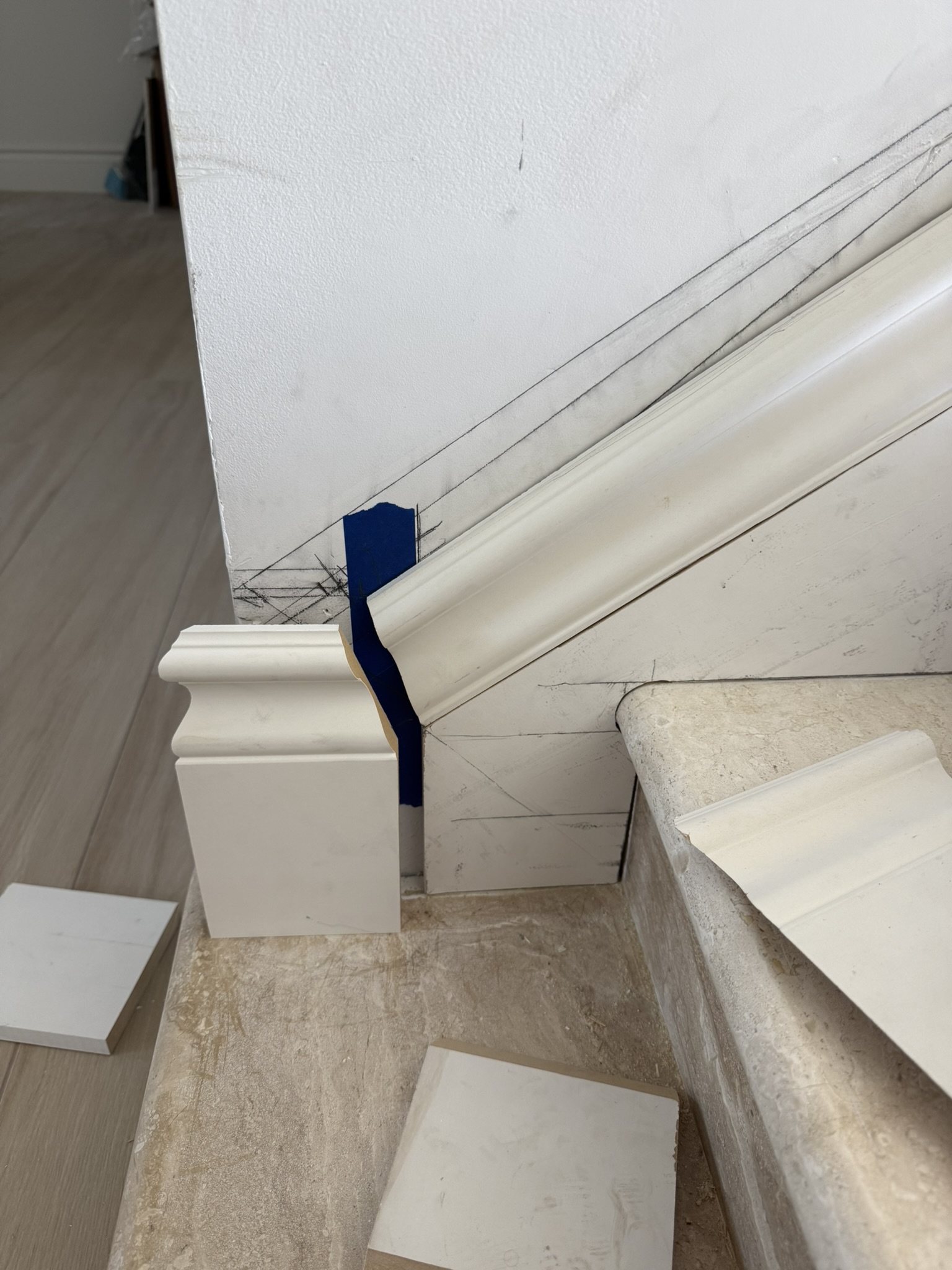 Baseboard stair layout